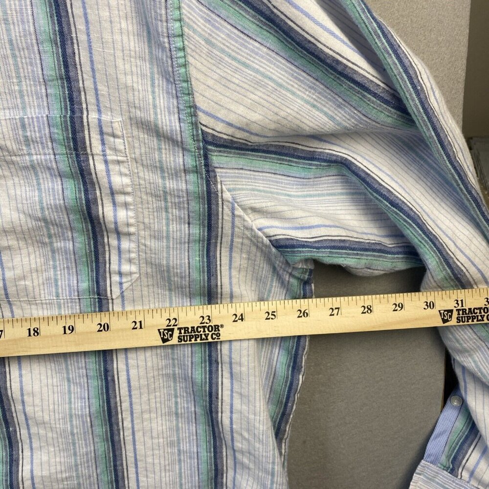 Tommy Bahama Shirt Mens XXL Light Blue Striped‎ Button Up Linen Blend Sorona 2XL - Picture 6 of 14